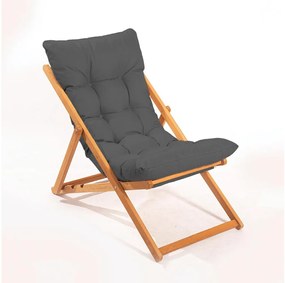 Șezlong de grădină gri/fag
