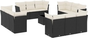vidaXL Set mobilier de grădină cu perne, 13 piese, negru, poliratan