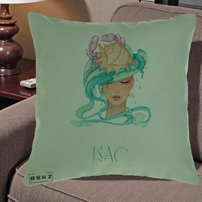 Perna Personalizata Zodie Rac, 40x40 cm, Verde, Husa Detasabila, Perna Inclusa, BEKZ®