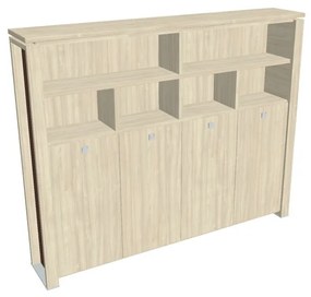 Dulap înalt pentru haine Verno+ S 260 x 46 x 210 cm, cu rafturi, salcâm / maro