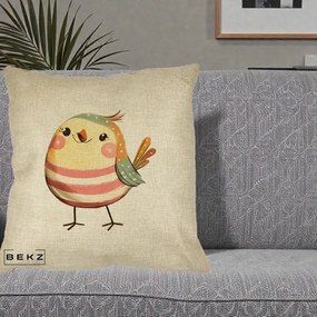 Perna Decorativa Pui Kawaii Pastel Dungat, 40x40 cm, Crem, Husa Detasabila, Perna Inclusa, BEKZ®