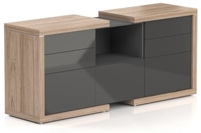 Dulap jos Lineart 191,2 x 50 x 83,5 cm, ulm deschis / antracit