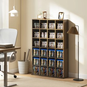 HOMCOM Mobilier de depozitare multimedia 456 CD/ 336 DVD - bibliotecă din lemn cu rafturi reglabile, 89 x 130,5 cm, maro | Aosom Romania