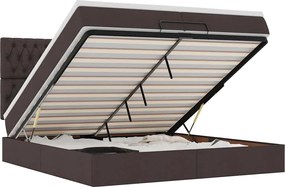 vidaXL Cadru de pat otoman cu saltele țesătură maro închis 200x200cm