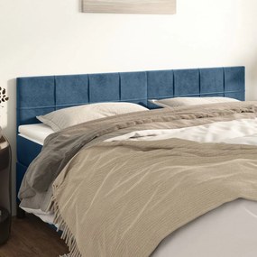 346072 vidaXL Tăblii de pat, 2 buc, albastru închis, 80x5x78/88 cm, catifea
