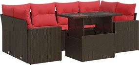 vidaXL Set canapele de grădină cu perne, 7 piese, maro, poliratan