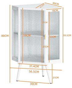Dulap colțar cu ușă din sticlă, Alb | Aosom Romania
