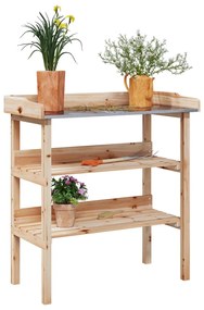 vidaXL Masă de plante cu raft, 78x38x82,5 cm, lemn masiv de brad