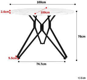 Masă rotundă pentru 4 persoane, Alb+Negru | Aosom Romania