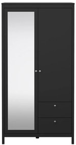 Șifonier negru cu oglindă 102x199x58 cm Madrid – Tvilum