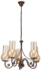 Lustră pe lanț Brilagi COTTAGE 5xE14/40W/230V maro