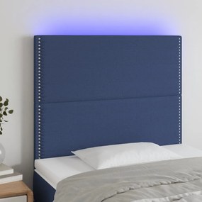3122280 vidaXL Tăblie de pat cu LED, albastru, 100x5x118/128 cm, textil