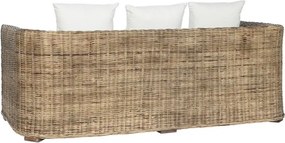 Canapea de exterior 3 locuri din rattan natural cu perne incluse, „Isla”