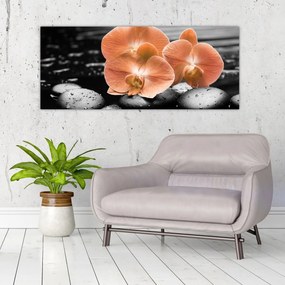 Tablou - Orhidee portocalii (120x50 cm)