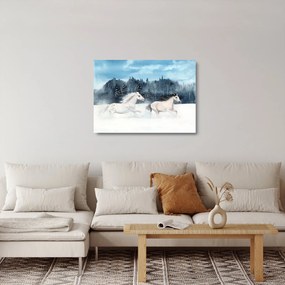 Tablou pe sticlă cu caii pictați (70x50 cm)