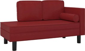 vidaXL Șezlong cu perne și suport, roșu vin, piele artificială