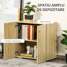 Dulapior Multifunctional cu 2 Usi din Lemn, Manere din Aluminiu, picioare anti-zgariere 70x39x70cm HOMCOM | Aosom Romania