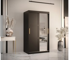 Dulap de haine Riven 2 100 (mat negru) (cu oglindă). 1064168
