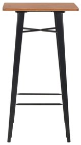 280082 vidaXL Masă de bar, negru, 60x60x108 cm, oțel și lemn masiv de pin