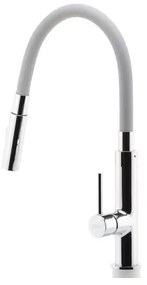 Baterie de chiuvetă cu pipă flexibilă FERRO crom lucios/gri