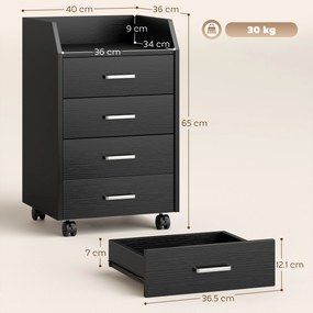 Vinsetto comodă birou,comodă birou cu roți, comodă documente, comodă pe roți, comodă cu sertare, mobilier birou | Aosom Romania