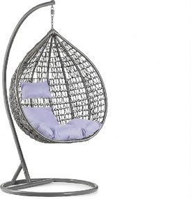 Scaun suspendat gri KOKON cu suport, perna deschisa