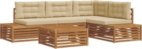 vidaXL Set de canapele de exterior cu pernă 5 Bucată Natural și Bej