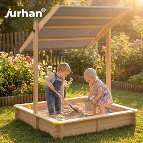 Cutie de nisip cu acoperiș SANDY, din lemn de brad, 120x120x120cm Jurhan