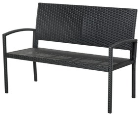 Outsunny Banca de Gradina si de Exterior din Ratan Banca din Ratan Negru 2 Locuri, 122x60x87cm