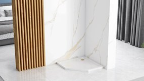 Cabina dus cu cadita de dus pentagonala Rea Diamond cu usa batanta 80x80 negru - alb