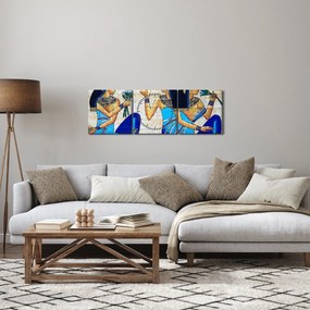 Tablou - Picturi egiptene (cu ceas) (90x30 cm)