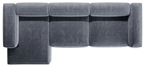 Colțar albastru prăfuit cu tapițerie din catifea reiată (cu colț pe partea stângă/cu șezlong) Bergamo – Cosmopolitan Design