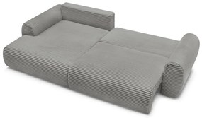 Colțar gri închis extensibil cu tapițerie din catifea reiată (cu colț pe partea stângă ) Lucien – Bobochic Paris