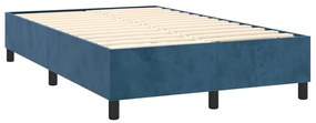 Pat box spring cu saltea, albastru inchis, 120x200 cm, catifea Albastru inchis, 120 x 200 cm, Cu blocuri patrate