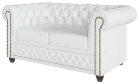 Canapea albă cu tapițerie din imitație de piele 148 cm York – Ropez