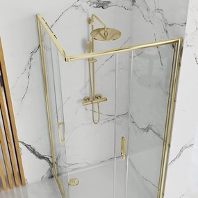 Rea Punto cabina de dus 87.5x87.5 cm patrat auriu luciu sticla transparenta REA-K6440