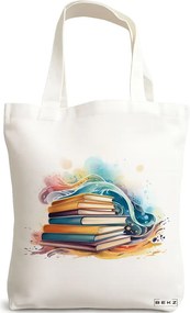 Sacosa de Panza pentru Cumparaturi, Geanta Tote, model Books 28 38 x 34.5 cm, Alba, BEKZ®