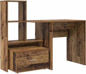 vidaXL Birou cu sertar Lemn Vechi 131,5 x 50 x 106,5 cm Lemn compozit