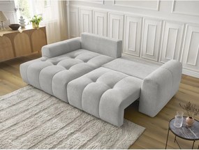 Colțar gri deschis extensibil/cu spațiu de depozitare cu tapițerie din chenille (cu colț pe partea stângă/cu șezlong) Roxelane – Bobochic Paris