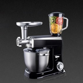 Robot de bucatarie 3in1 Royalty Line PKM2100BG, 2100W Max, 7.5 L, Blender, Mixer planetar, Masina de tocat, 6 trepte+Pulse, Negru