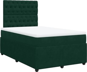 vidaXL Pat box spring cu saltea, verde închis, 120x200 cm, catifea