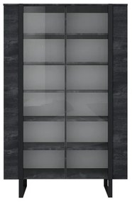 Vitrină Verica 120 cm - cărbune / picioare negre