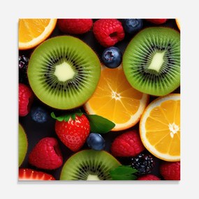 Panou Sticla Bucatarie, 60x60cm, Protectie aragaz, Antistropi, Termorezistent, Alimente, Fructe, Kiwi Fruit Mix