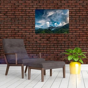 Tablou pe sticlă cu munții (70x50 cm)