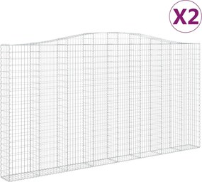 vidaXL Coșuri gabion arcuite 2 buc. 400x30x200/220 cm fier galvanizat