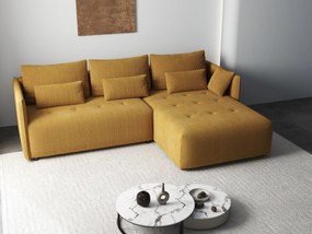 Colțar extensibil dumonde cu ladă de depozitare si sezut confortabil din spuma high-density, Malta Zoom Mustar 235x185 cm