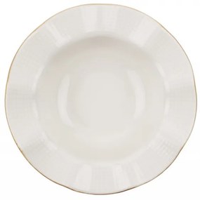 Serviciu de masa, Portelan, 24 de Piese, Culoare Crem / Auriu