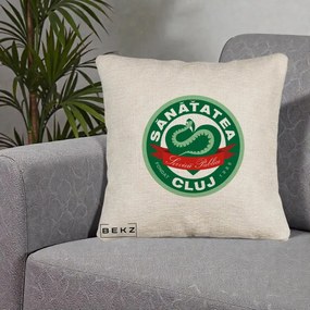 Perna Personalizata Sanatatea Cluj Servicii Publice 1986, 40x40 cm, Bej Canapea, Husa Detasabila, Perna Inclusa, BEKZ®