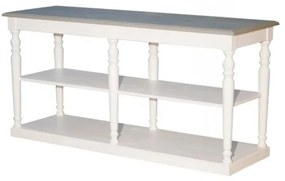 Consola alba din lemn de pin, cu aspect vintage, Paris