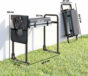 Outsunny Taburet de grădină pliabil cu perniță din spumă EVA Asiento de Jardín con Bolsa para Herramientas Gris Oscuro | Aosom Romania
